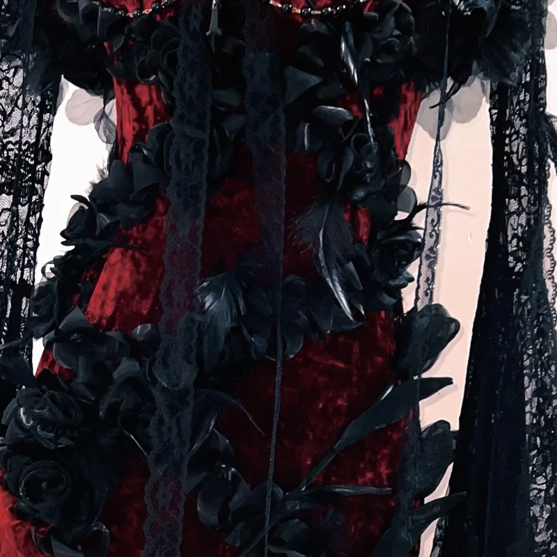 Long flared sleeve flower applique 2 piece midi dress | Festival Outfits Women