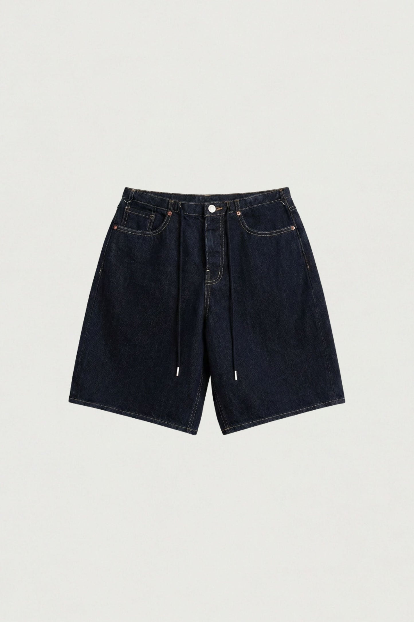 DENIM JORT WITH DRAWSTRING WAIST