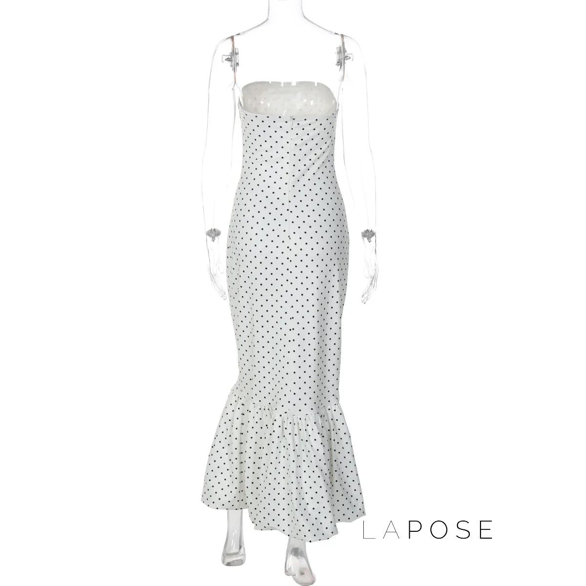 Azaria Polka Dot Strapless Midi Dress