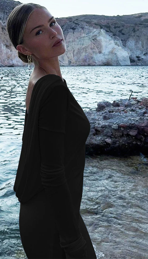 Solid Swing Backless Maxi Dress