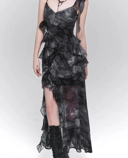 Tie-Dye V-Neck Midi Dress