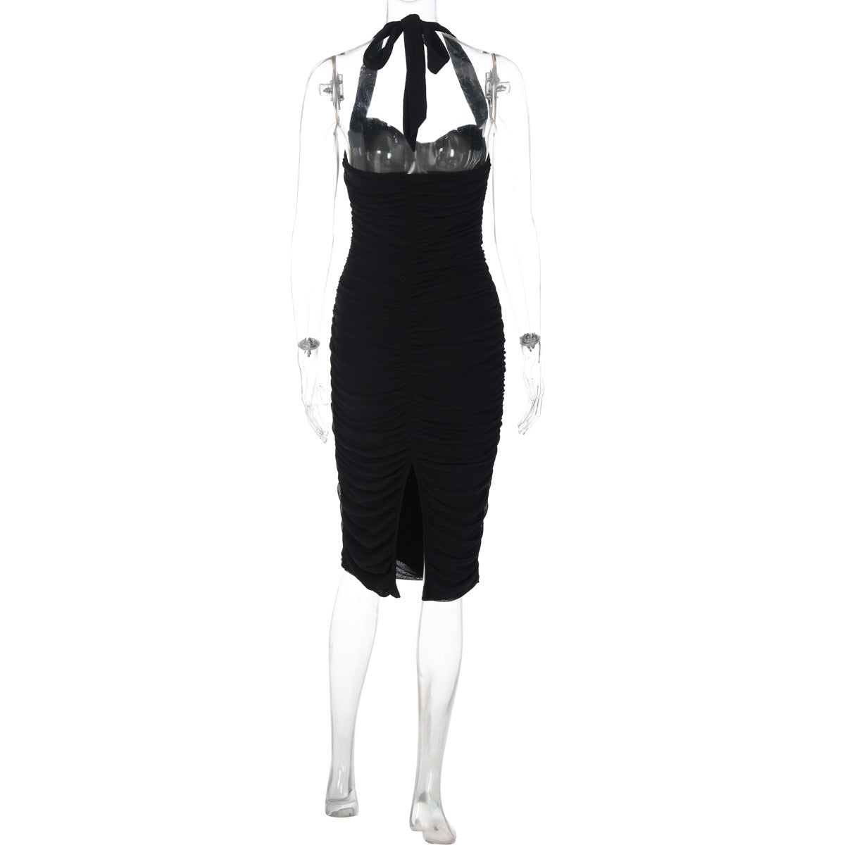 Ruched self tie ruched backless midi dress  | Festival Outfits Women