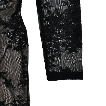 Lace long sleeve slit crewneck irregular midi dress  | Festival Outfits Women