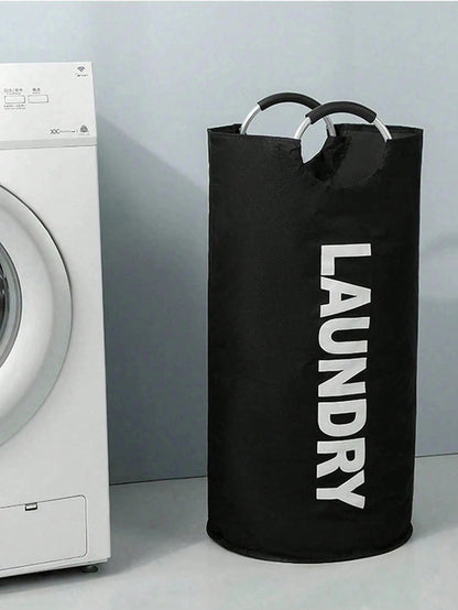 Extra Large High Quality Laundry Basket With Soft Padded Handles - Fabric Laundry Hamper, Foldable Round Basket, Suitable For Various Room Types, Casual Style Clothes Storage Box, Laundry Accessories, Laundry Basket, Space Saving