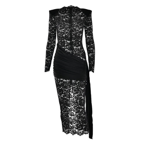 Irregular long sleeve slit zip-up hollow out cut out midi dress  | Festival Outfits Women