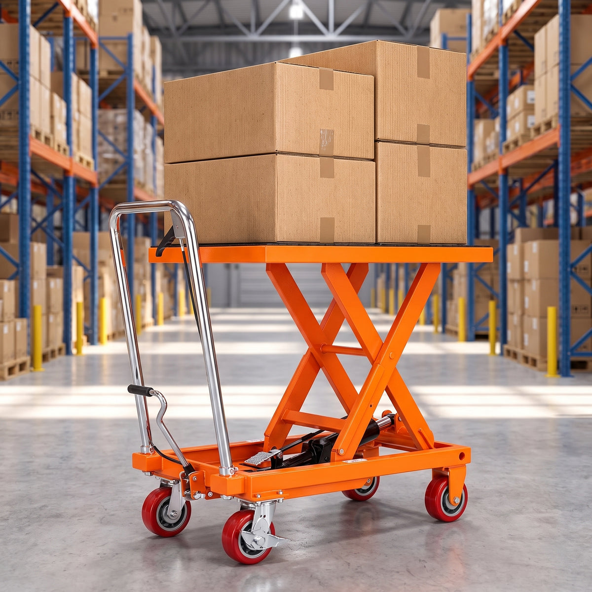 Heavy Duty 1100 LBS Hydraulic Lift Platform Cart with Casters