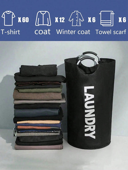 Extra Large High Quality Laundry Basket With Soft Padded Handles - Fabric Laundry Hamper, Foldable Round Basket, Suitable For Various Room Types, Casual Style Clothes Storage Box, Laundry Accessories, Laundry Basket, Space Saving