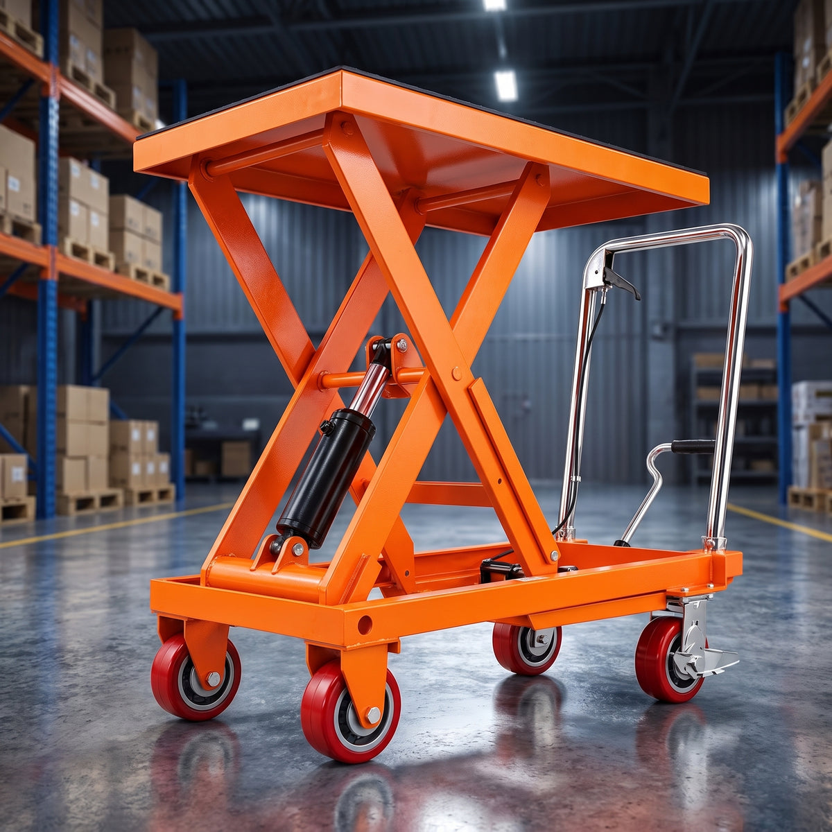 Heavy Duty 1100 LBS Hydraulic Lift Platform Cart with Casters