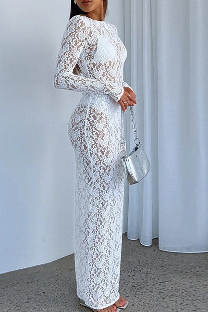 See-through Lace Maxi Dress