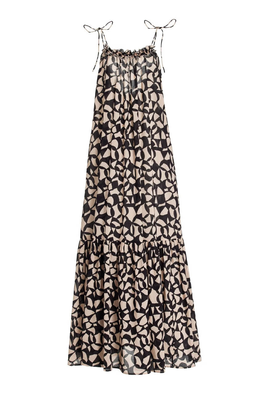 Monochrome Reverie-Midi Dress