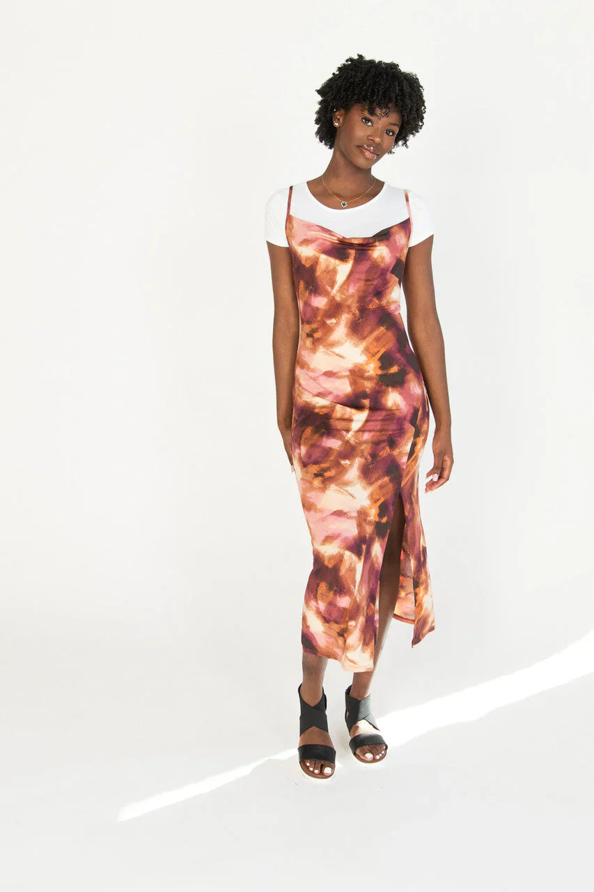 2 Piece Maxi Slip Dress With Tee
