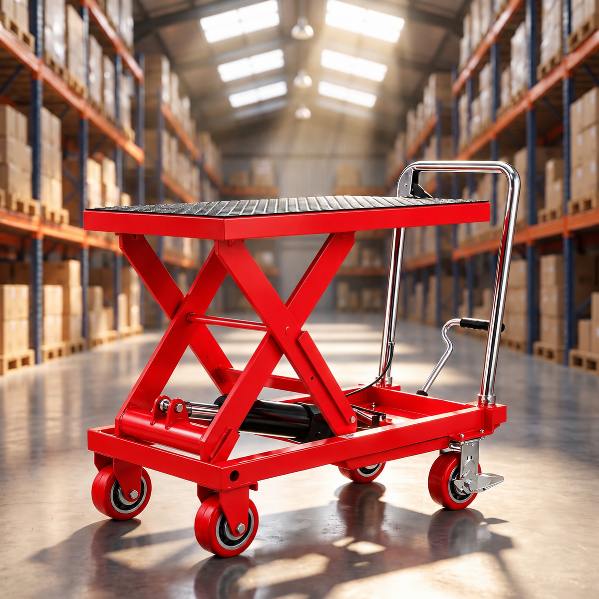 Heavy Duty 1100 LBS Hydraulic Lift Platform Cart with Casters