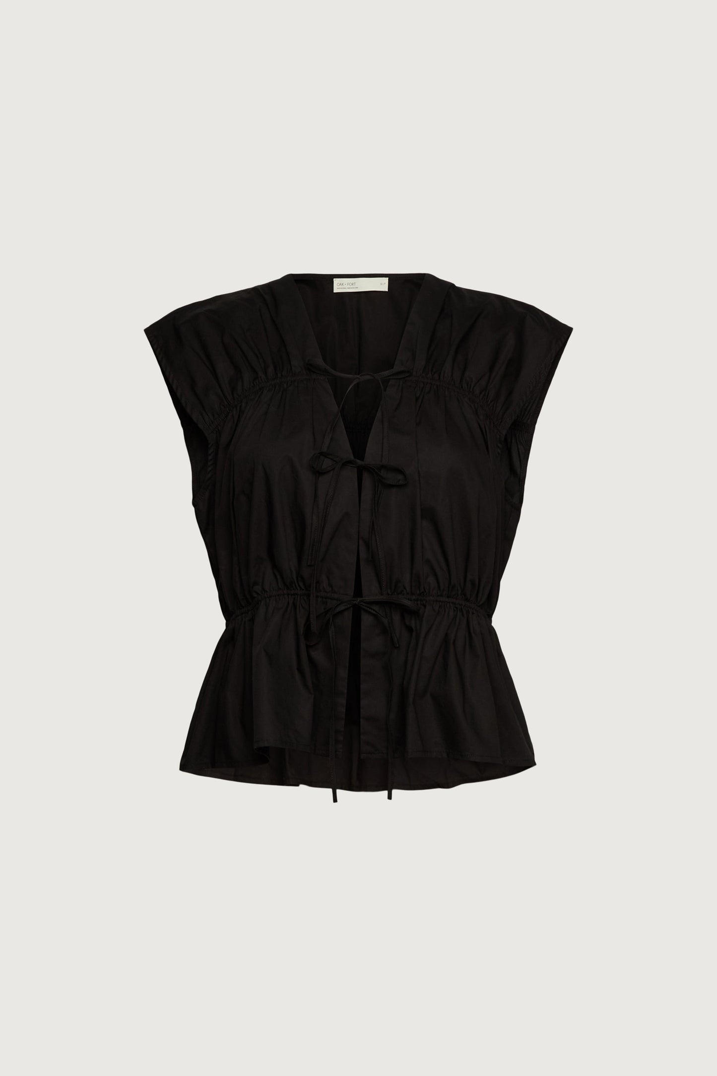 GATHERED TOP WITH FRONT TIES