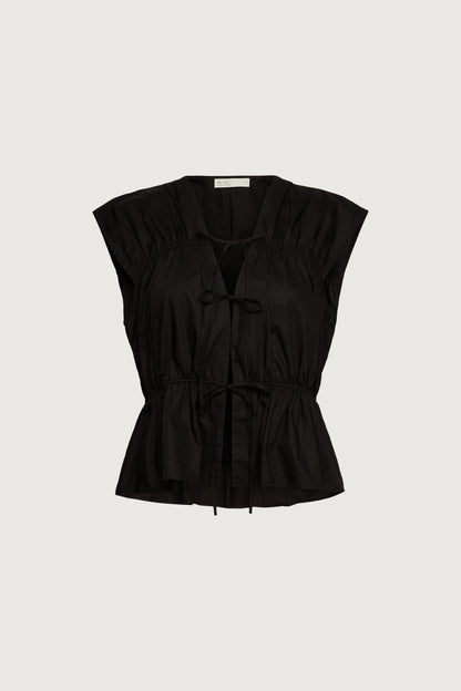 GATHERED TOP WITH FRONT TIES