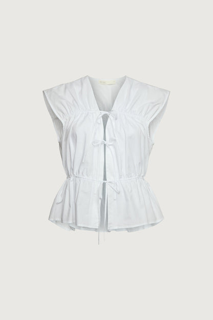 GATHERED TOP WITH FRONT TIES