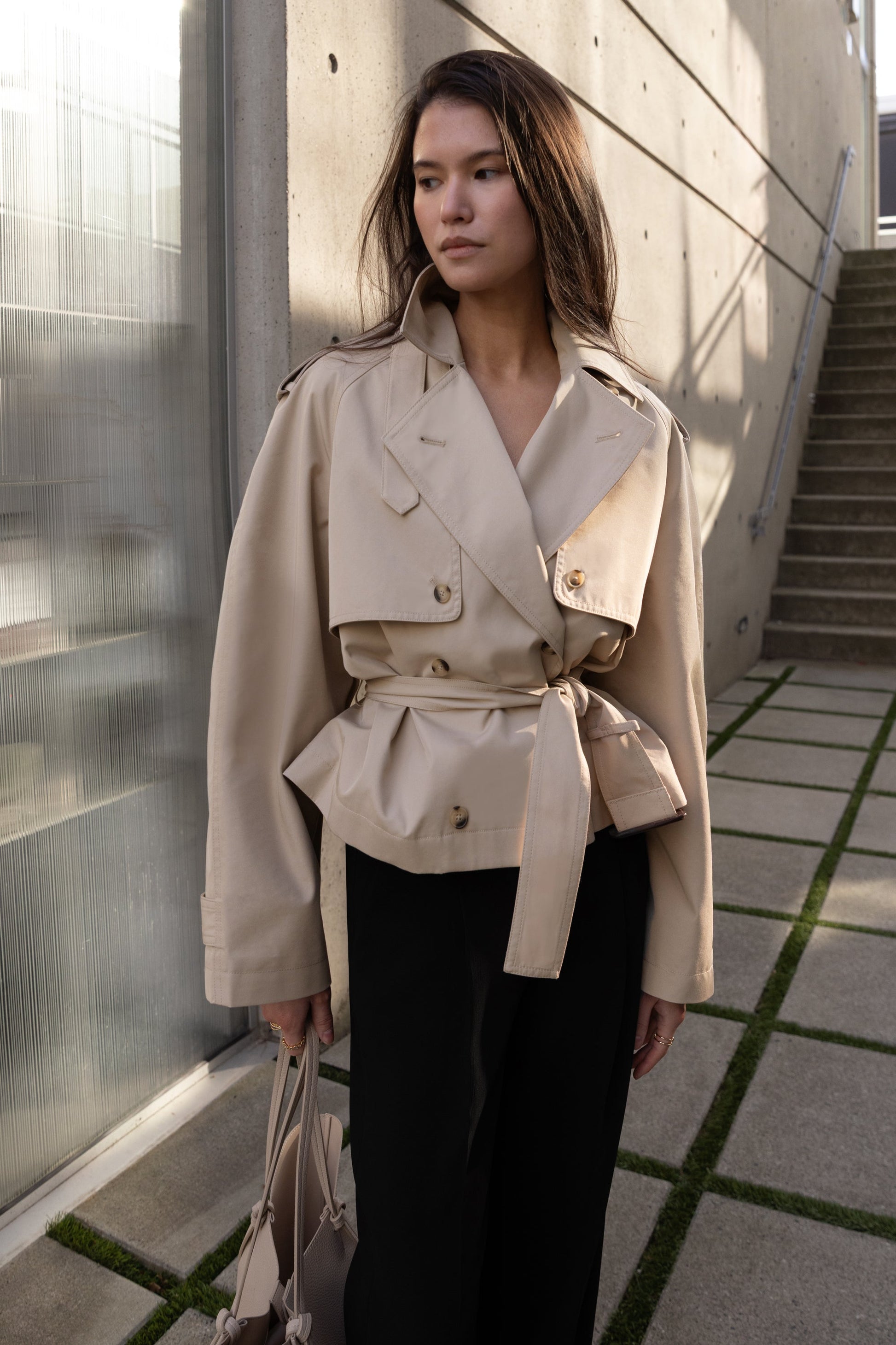SHORT BELTED TRENCH COAT