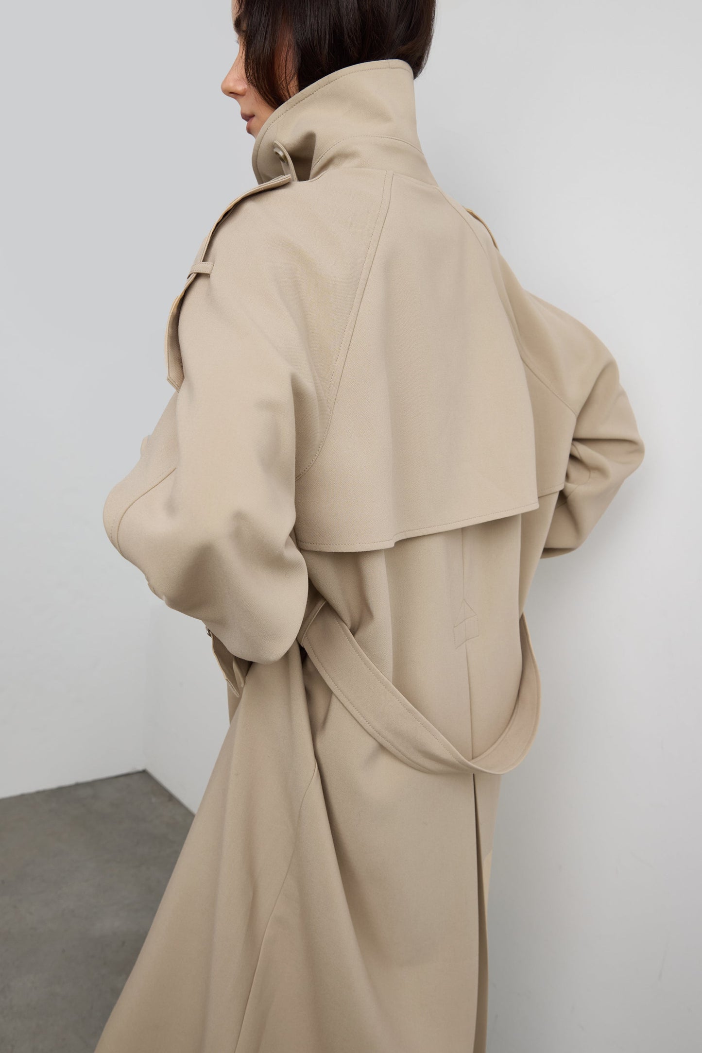 OVERSIZED TRENCH COAT WITH FUNNEL NECK