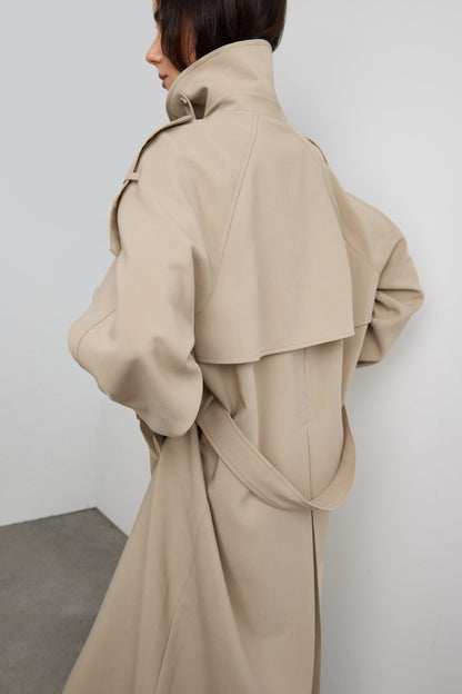 OVERSIZED TRENCH COAT WITH FUNNEL NECK