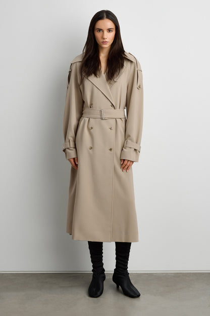 OVERSIZED TRENCH COAT WITH FUNNEL NECK