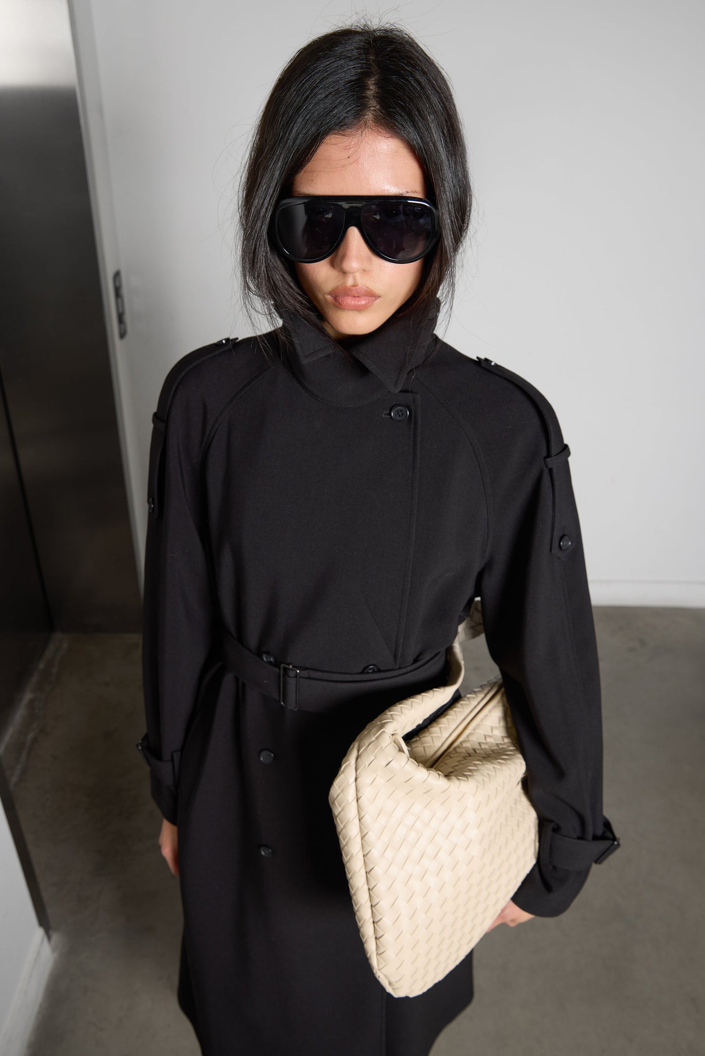 OVERSIZED TRENCH COAT WITH FUNNEL NECK