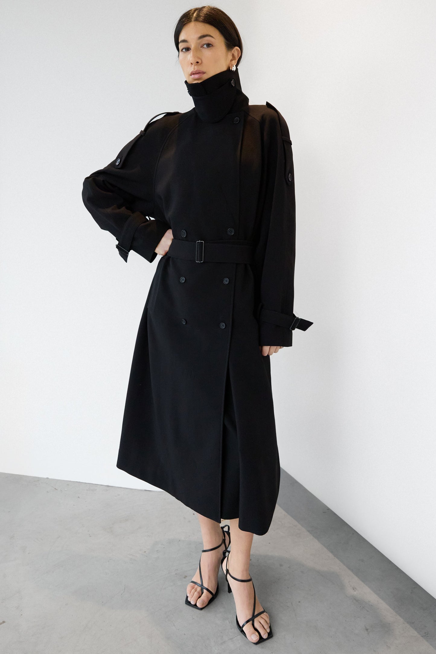 OVERSIZED TRENCH COAT WITH FUNNEL NECK