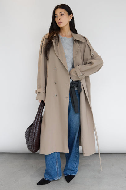 OVERSIZED TRENCH COAT WITH FUNNEL NECK