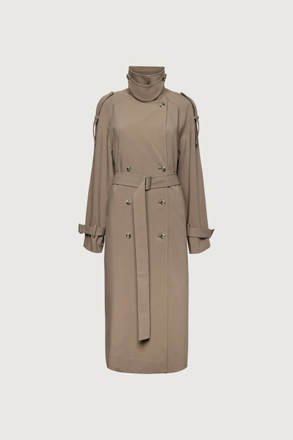OVERSIZED TRENCH COAT WITH FUNNEL NECK