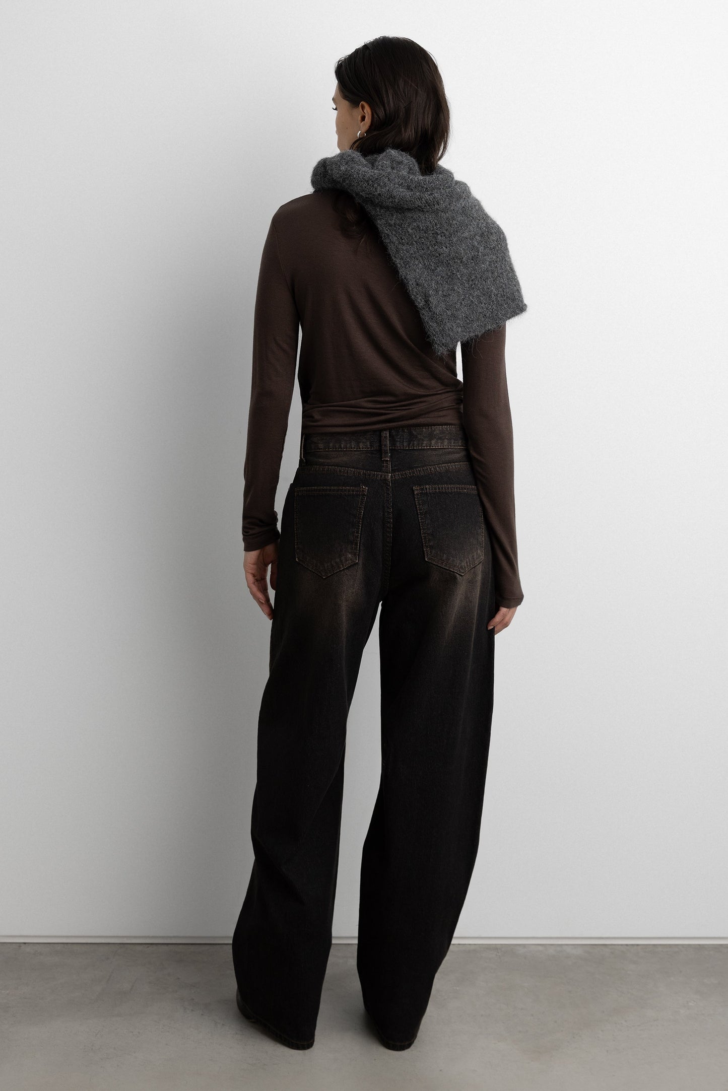 BLACK WASH CORDUROY STRAIGHT LEG JEAN