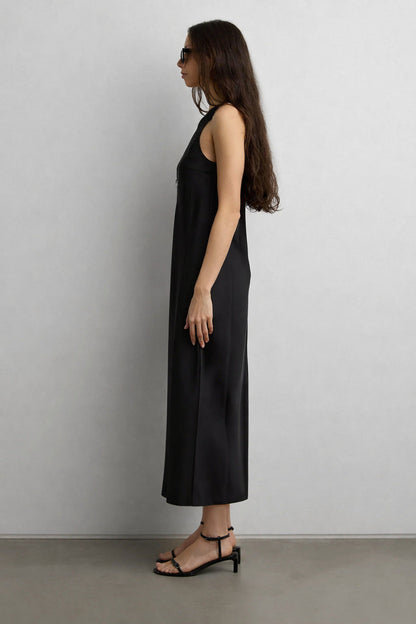 SLEEVELESS MIDI SATIN DRESS