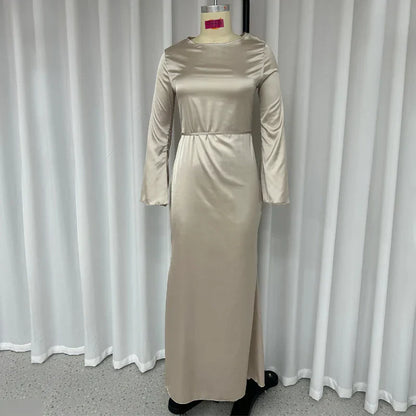 DressBetty - 2024 Autumn Fashion Slim Flare Sleeve Lace Up Maxi Dress