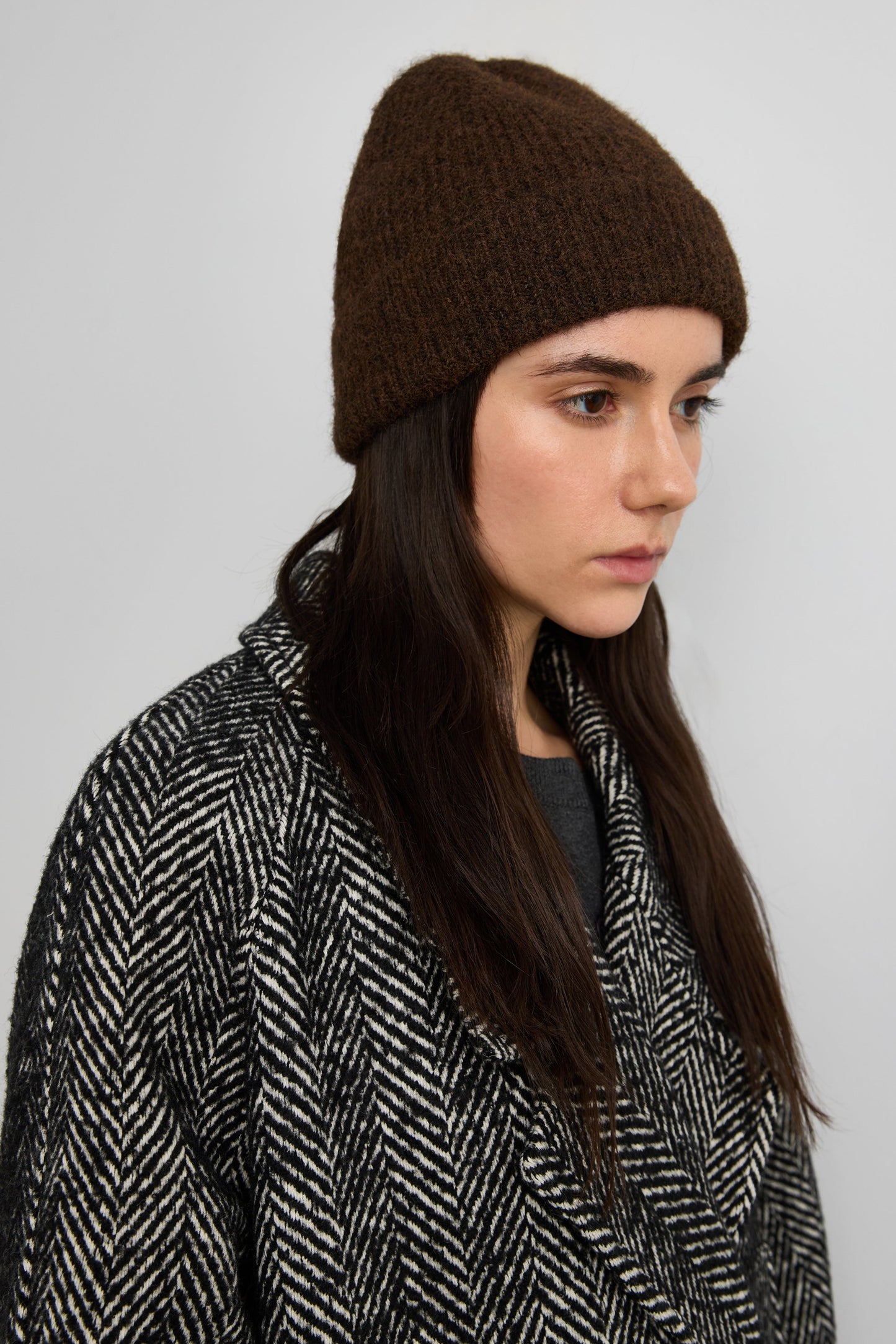 FUZZY RIBBED KNIT BEANIE