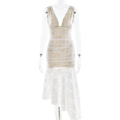 Kaliah Lace Ruched Asymmetric Dress