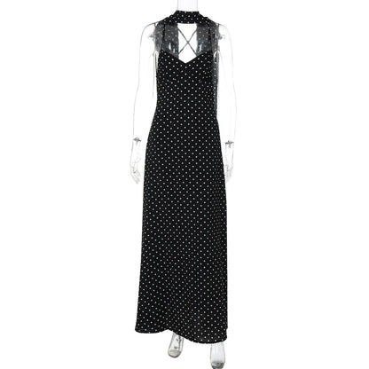 Eleanore Polka Dot Halter Maxi Dress