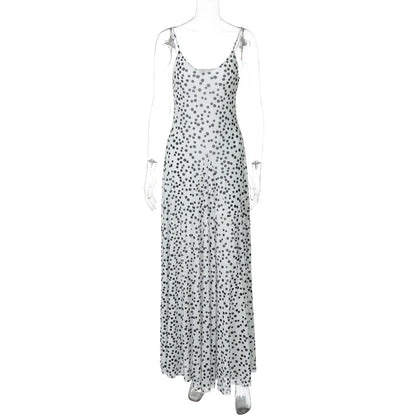 Zulema Polka Dot Mesh Midi Dress