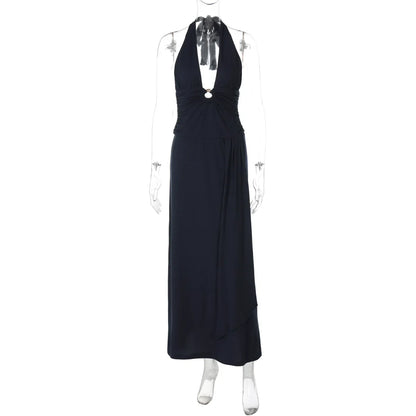 Asra Halter Pleated Maxi Dress