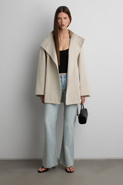BELTED FUNNEL NECK JACKET