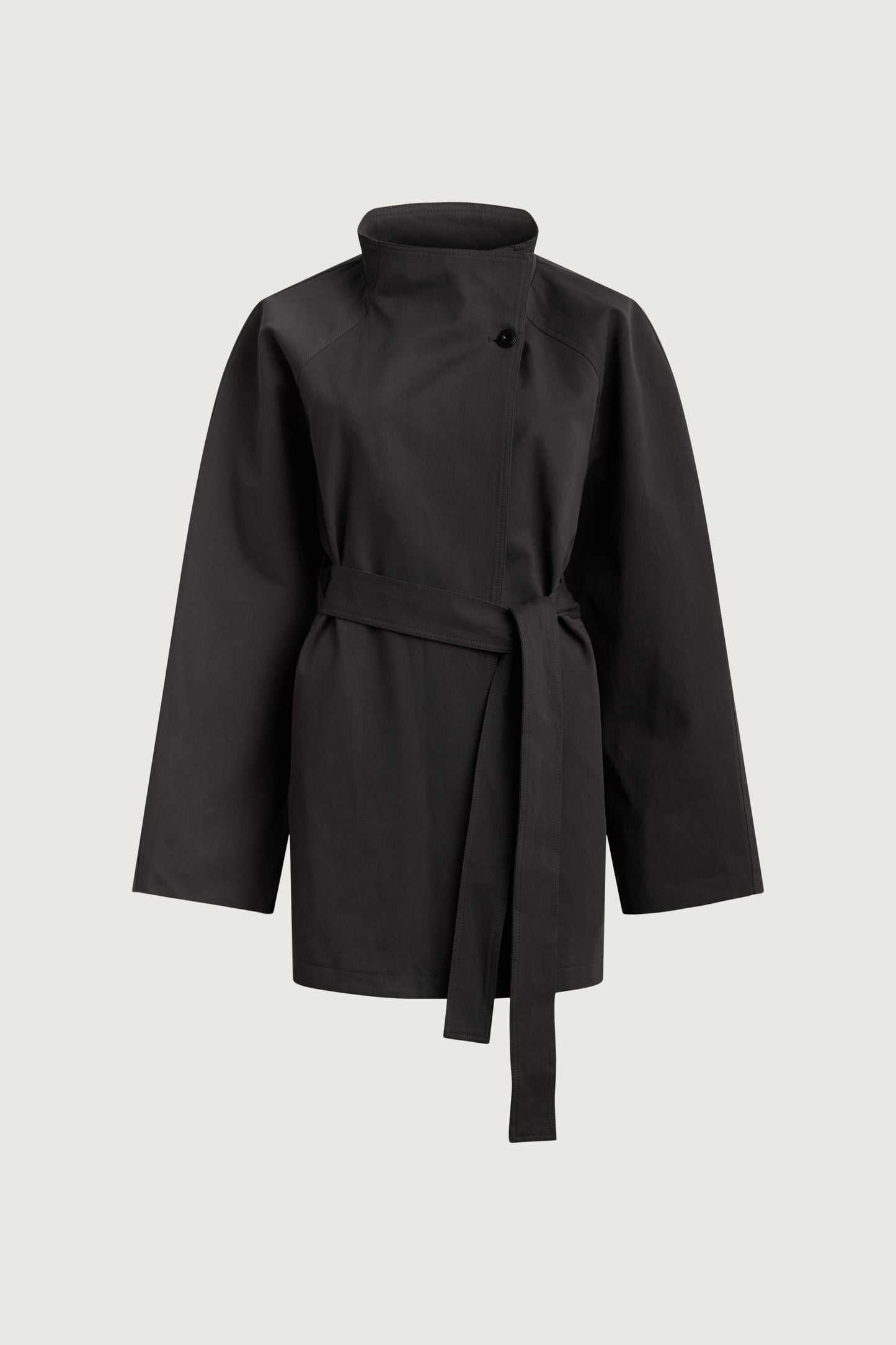 BELTED FUNNEL NECK JACKET