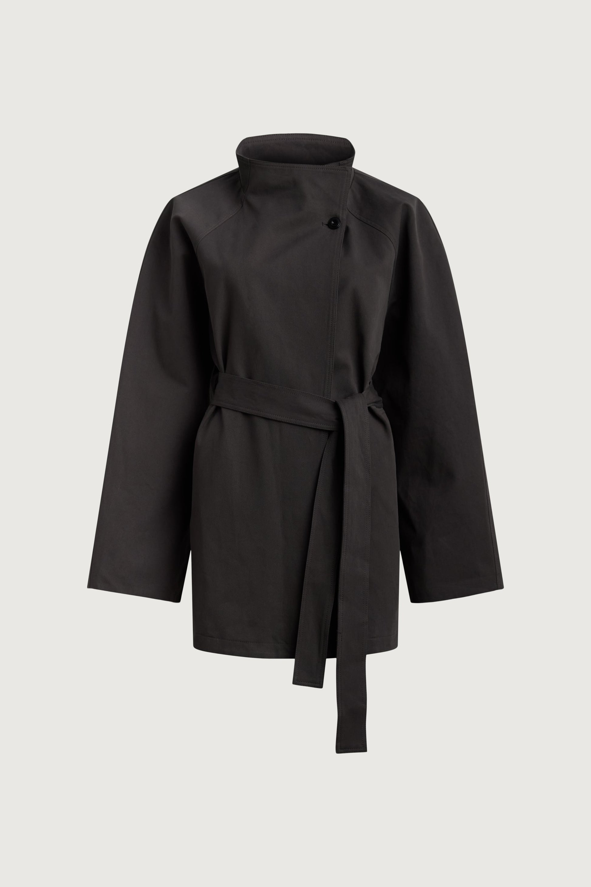 BELTED FUNNEL NECK JACKET