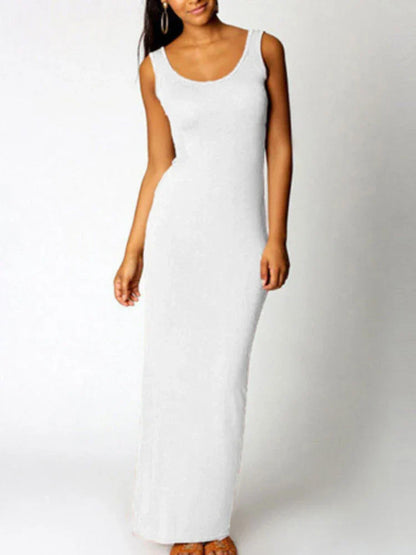 Solid Sleeveless Bodycon Maxi Dress