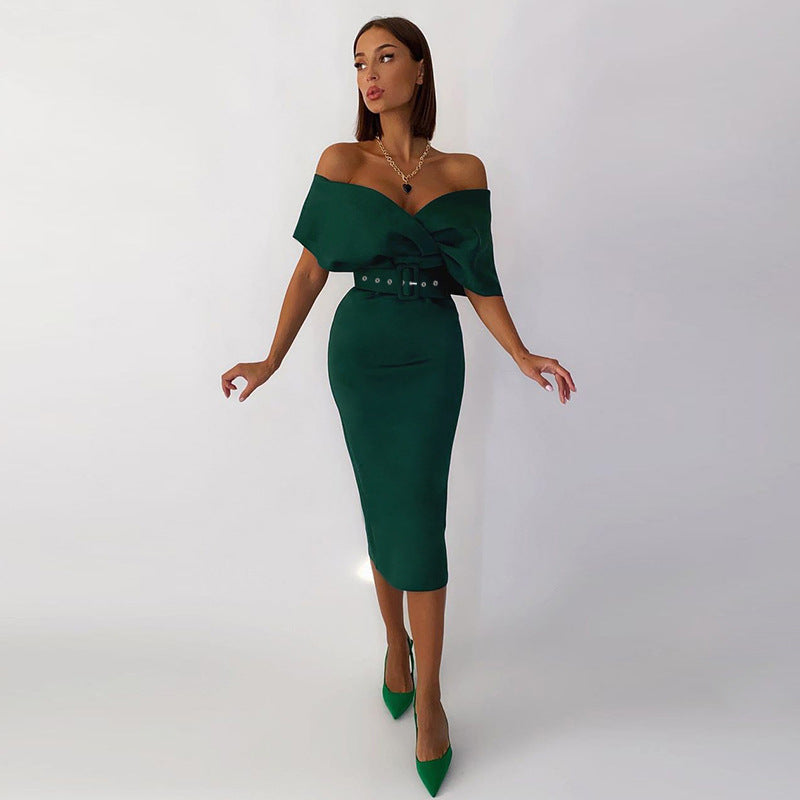 DressBetty - Off-Shoulder Elegant Party Ladies Vintage Evening Formal Midi Dress