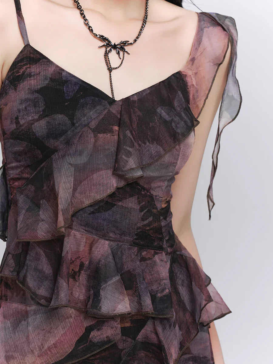 Tie-Dye V-Neck Midi Dress