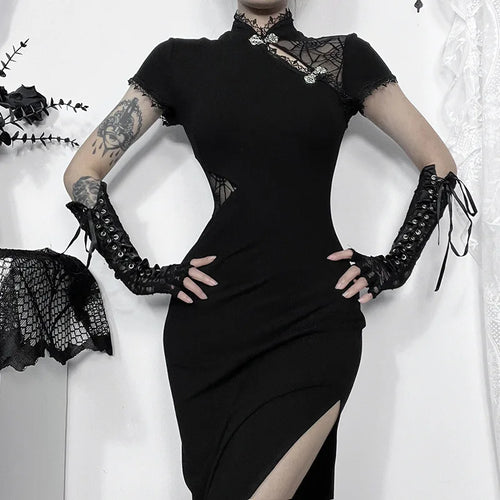 Mesh Patchwork Bodycon Midi Dress