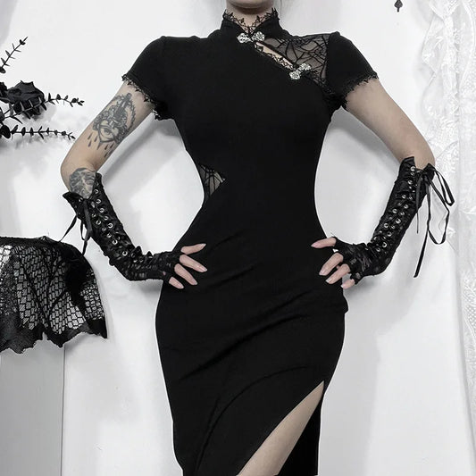 Mesh Patchwork Bodycon Midi Dress