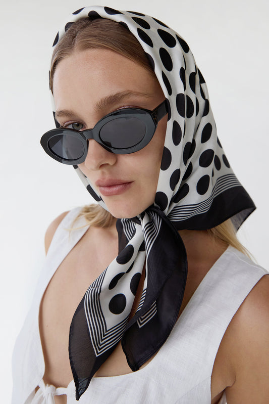 POLKA DOT SATIN HEAD SCARF