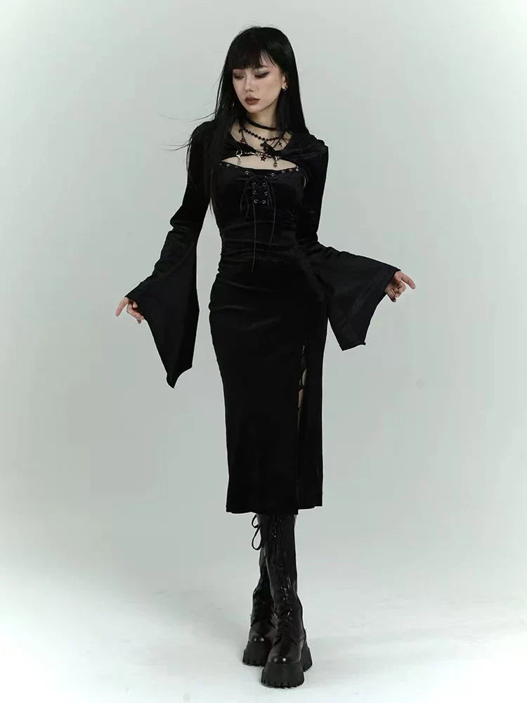 Black Slim Fit Midi Dress