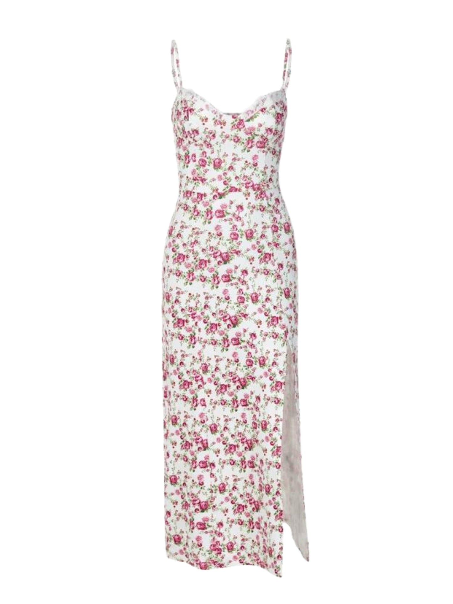 Hermione Floral Print Slit Midi Dress