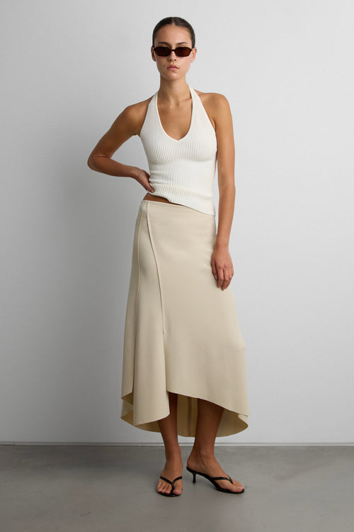 ASYMMETRICAL MIDI SKIRT