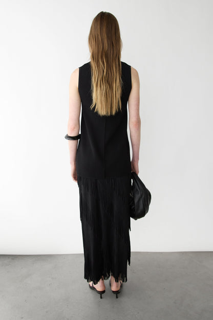 ASYMMETRICAL FRINGE SKIRT