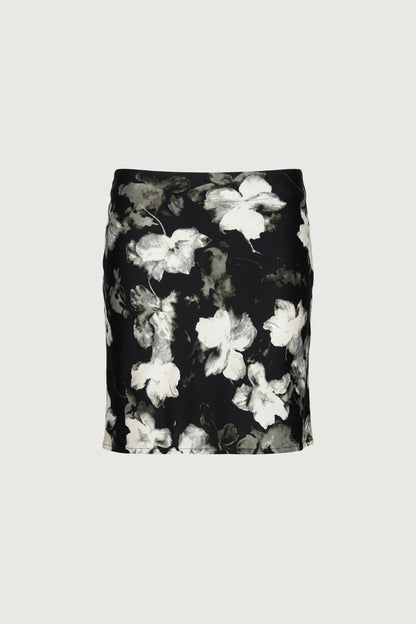 VINTAGE SATIN FLORAL MIDI SKIRT