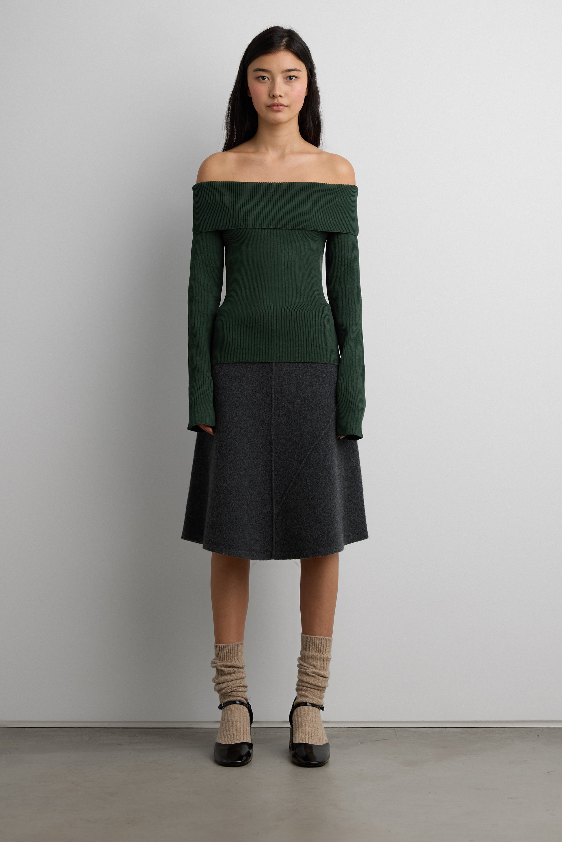 RIBBED OFF THE SHOULDER SWEATER